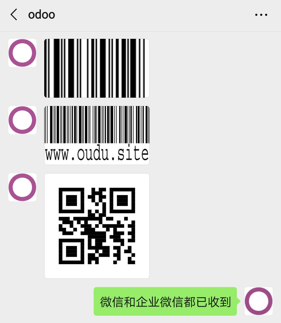 ODOO产品模板发送微信一二维码效果