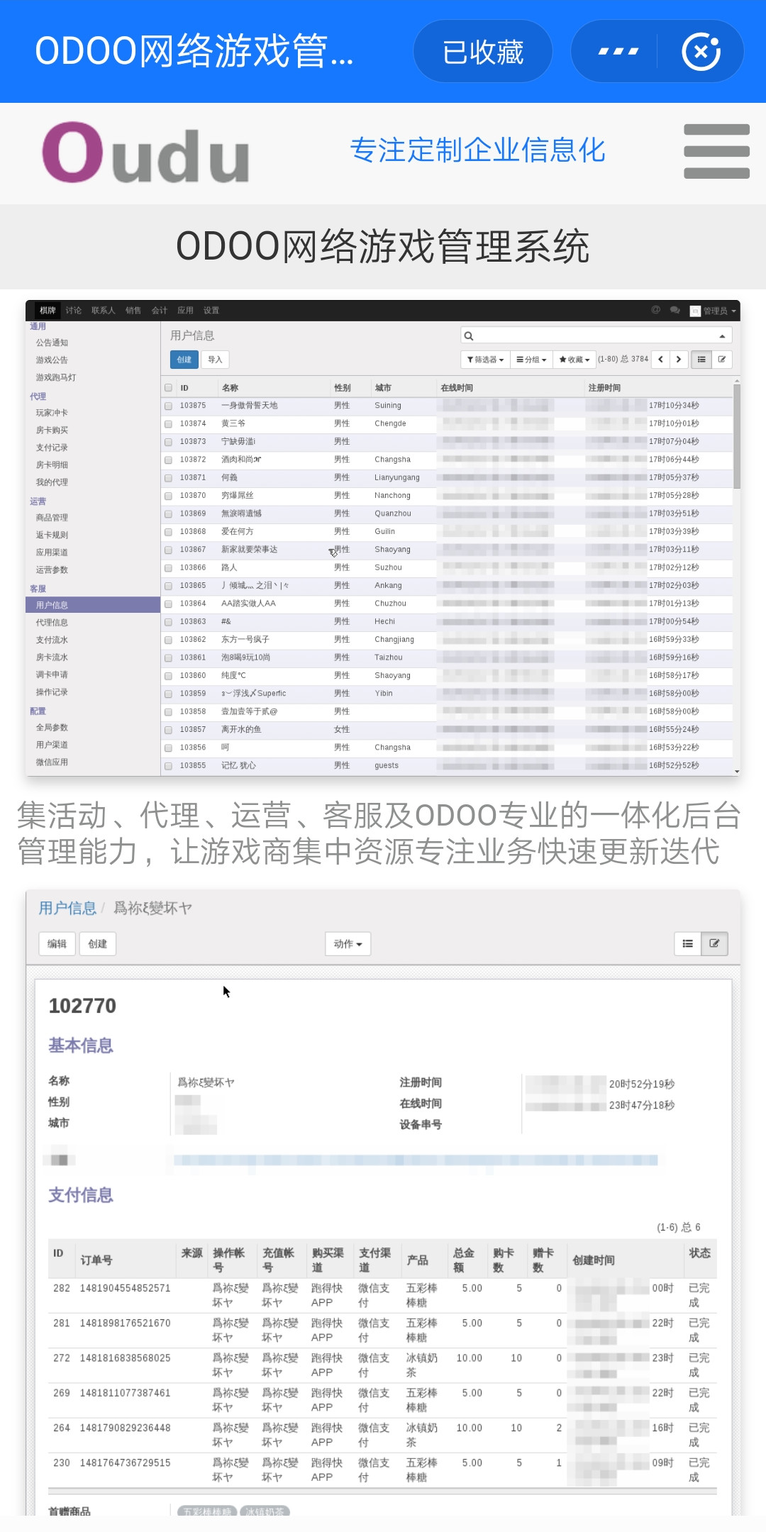 Odoo网站支付宝小程序项目页面